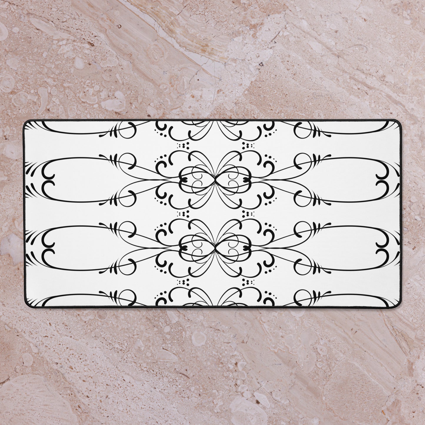 Simple Swirl White Desk Mat 16″×32″
