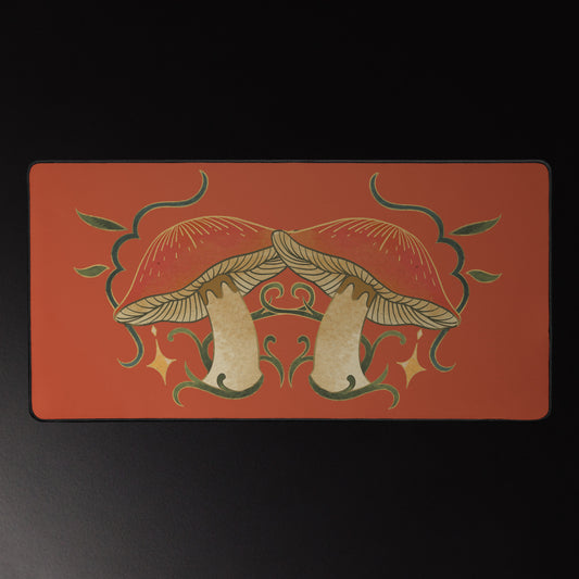 Autumn Mushrooms Red Desk Mat 16″×32″