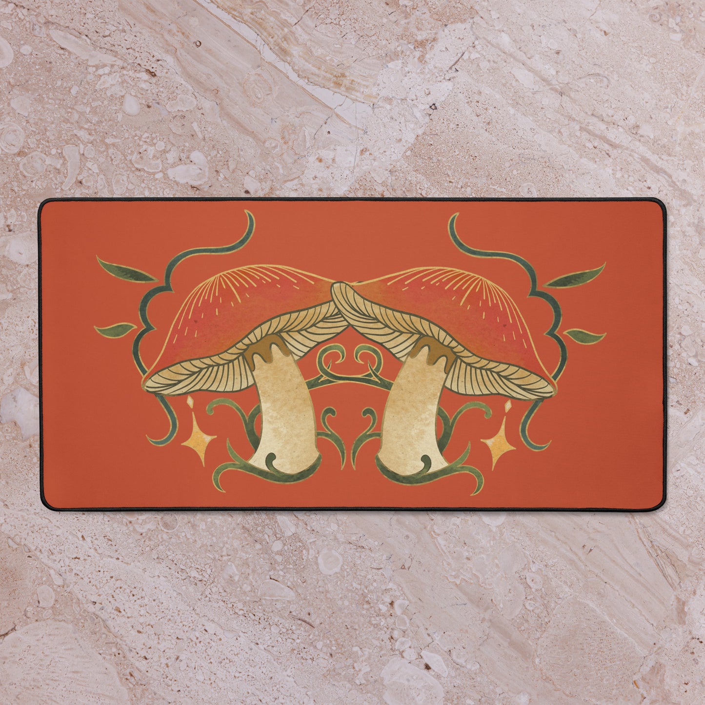 Autumn Mushrooms Red Desk Mat 16″×32″