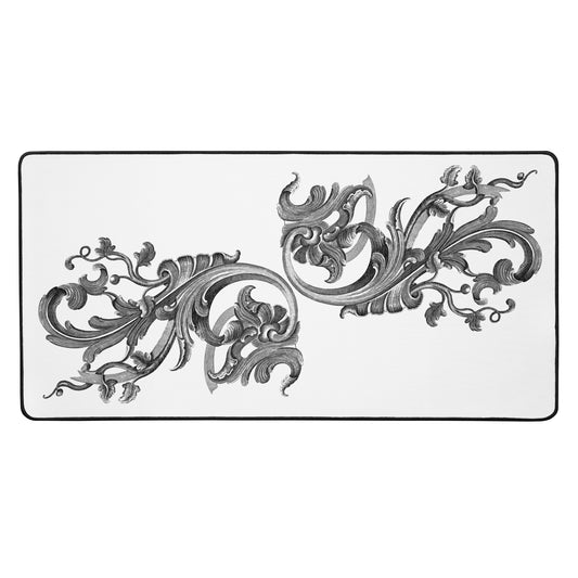 Art Nouveau Filigree Design White Desk Mat 16″×32″
