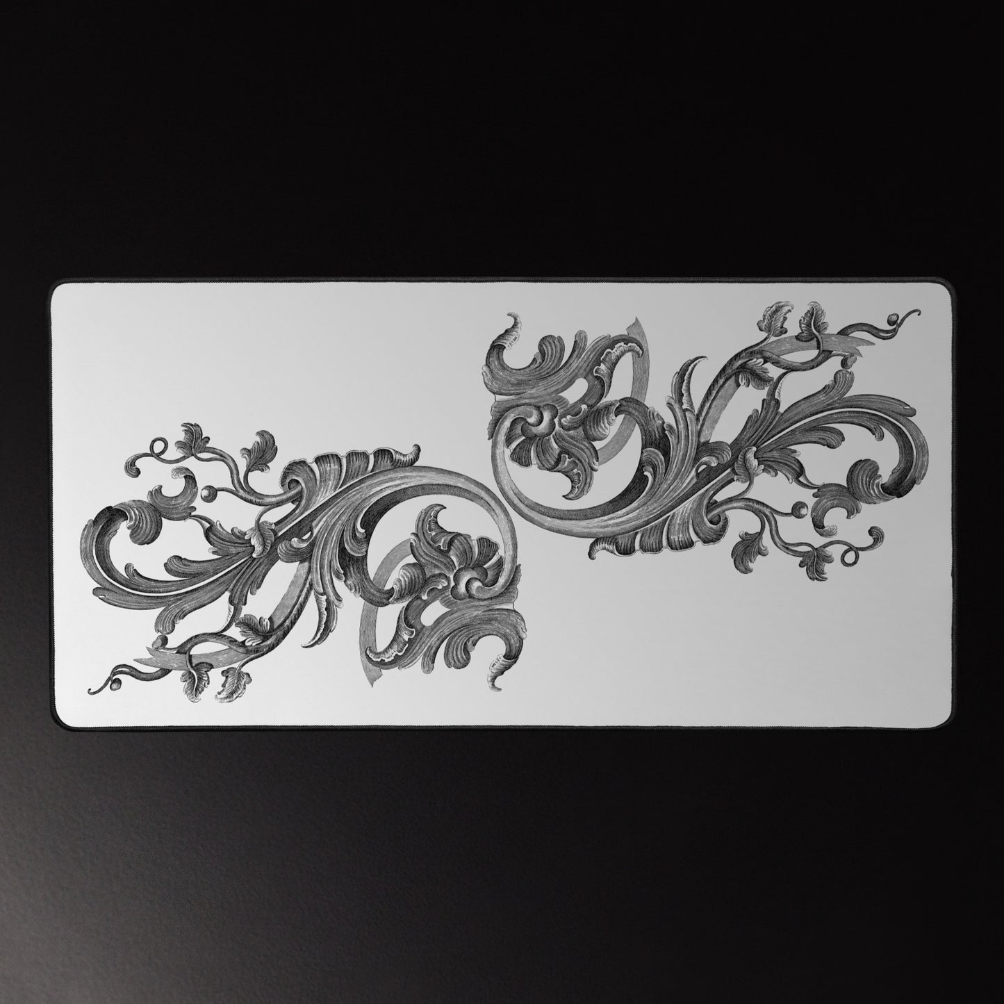 Art Nouveau Filigree Design White Desk Mat 16″×32″