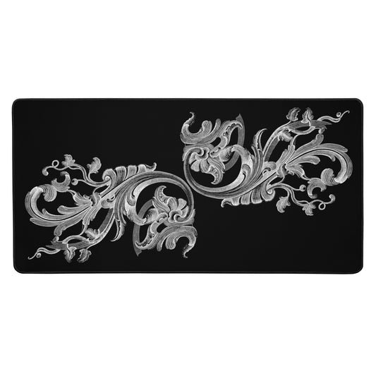 Art Nouveau Filigree Design Black Desk Mat 16″×32″
