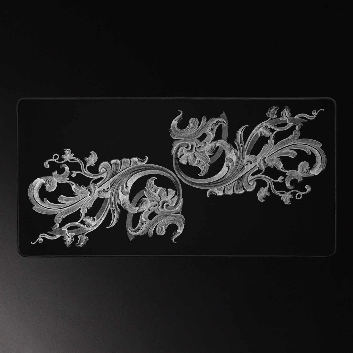 Art Nouveau Filigree Design Black Desk Mat 16″×32″