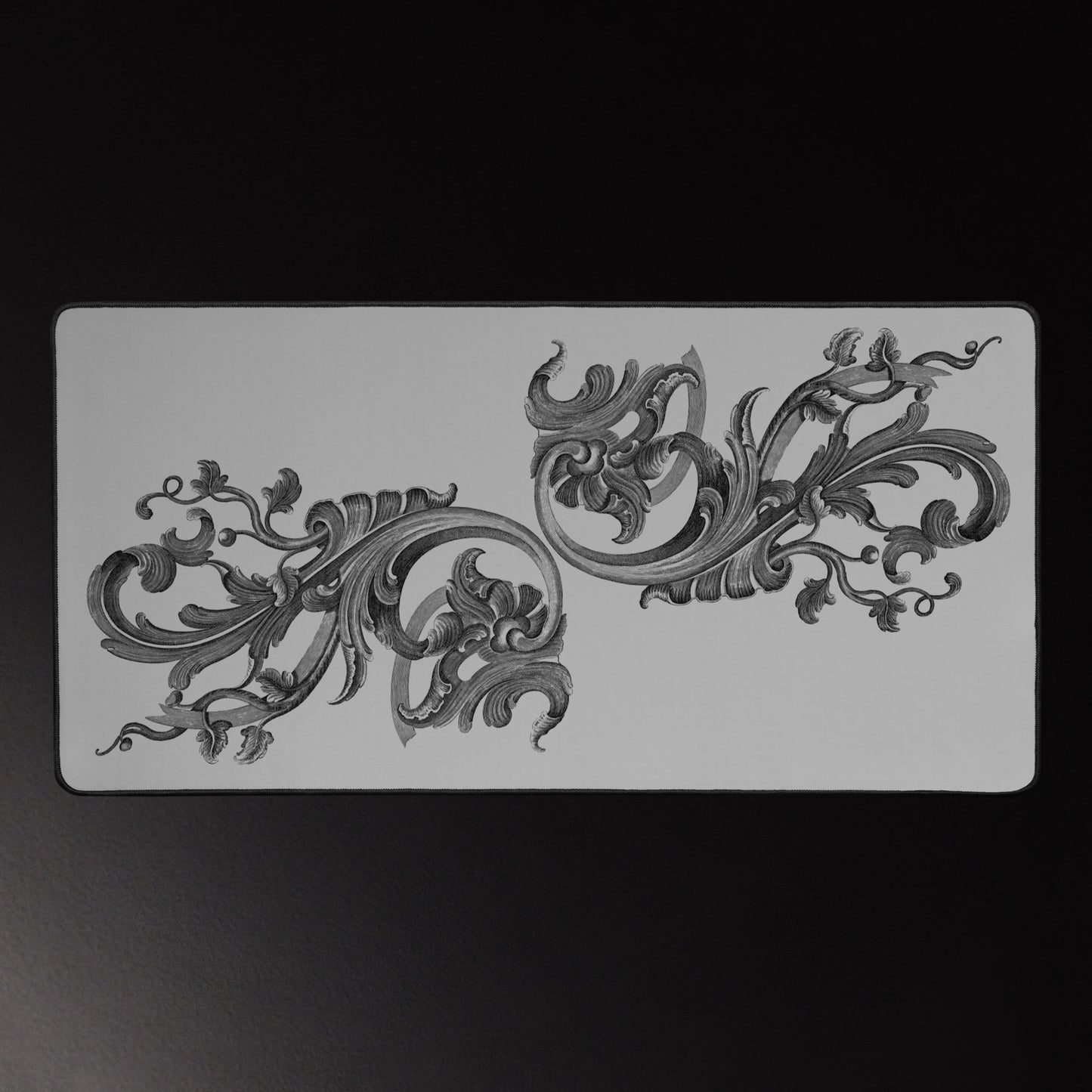 Art Nouveau Filigree Gray Gradient Desk Mat 16″×32″