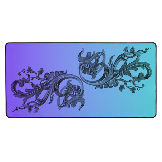 Art Nouveau Filigree Purple Blue Gradient Desk Mat 16″×32″