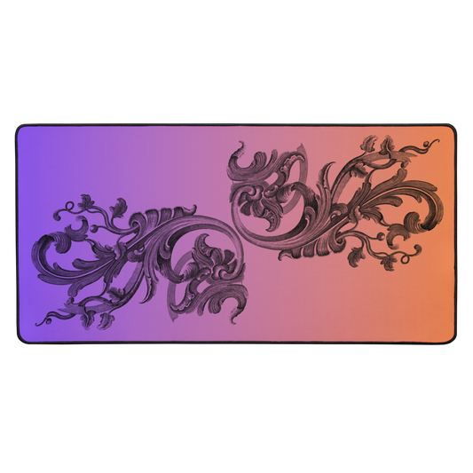 Art Nouveau Filigree Purple Orange Gradient Desk Mat 16″×32″