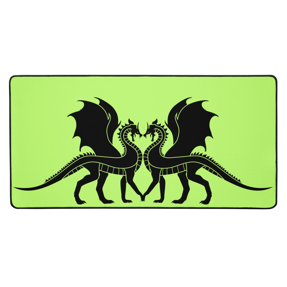 Double Dragon Love Green Desk Mat 16″×32″