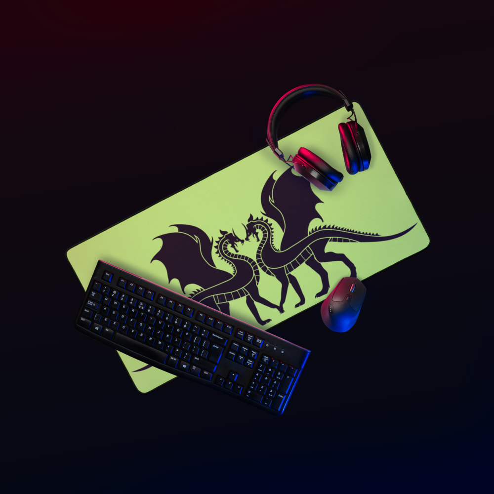 Double Dragon Love Green Desk Mat 16″×32″