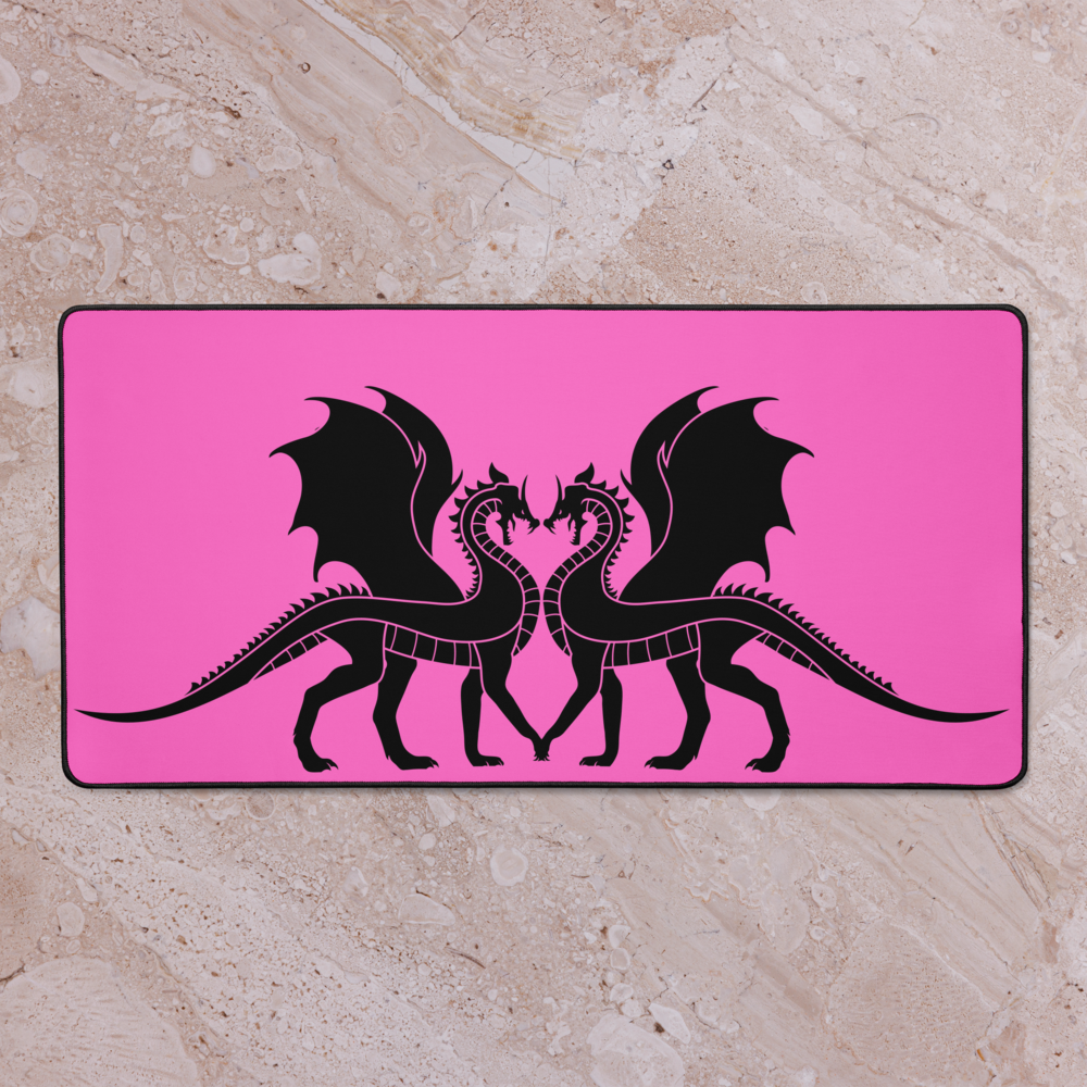 Double Dragon Love Pink Desk Mat 16″×32″