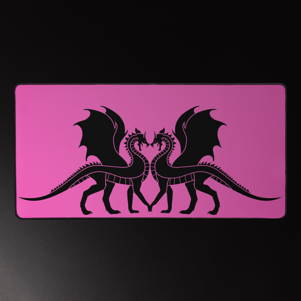 Double Dragon Love Pink Desk Mat 16″×32″