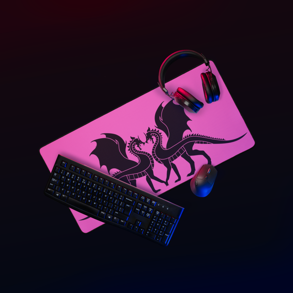 Double Dragon Love Pink Desk Mat 16″×32″