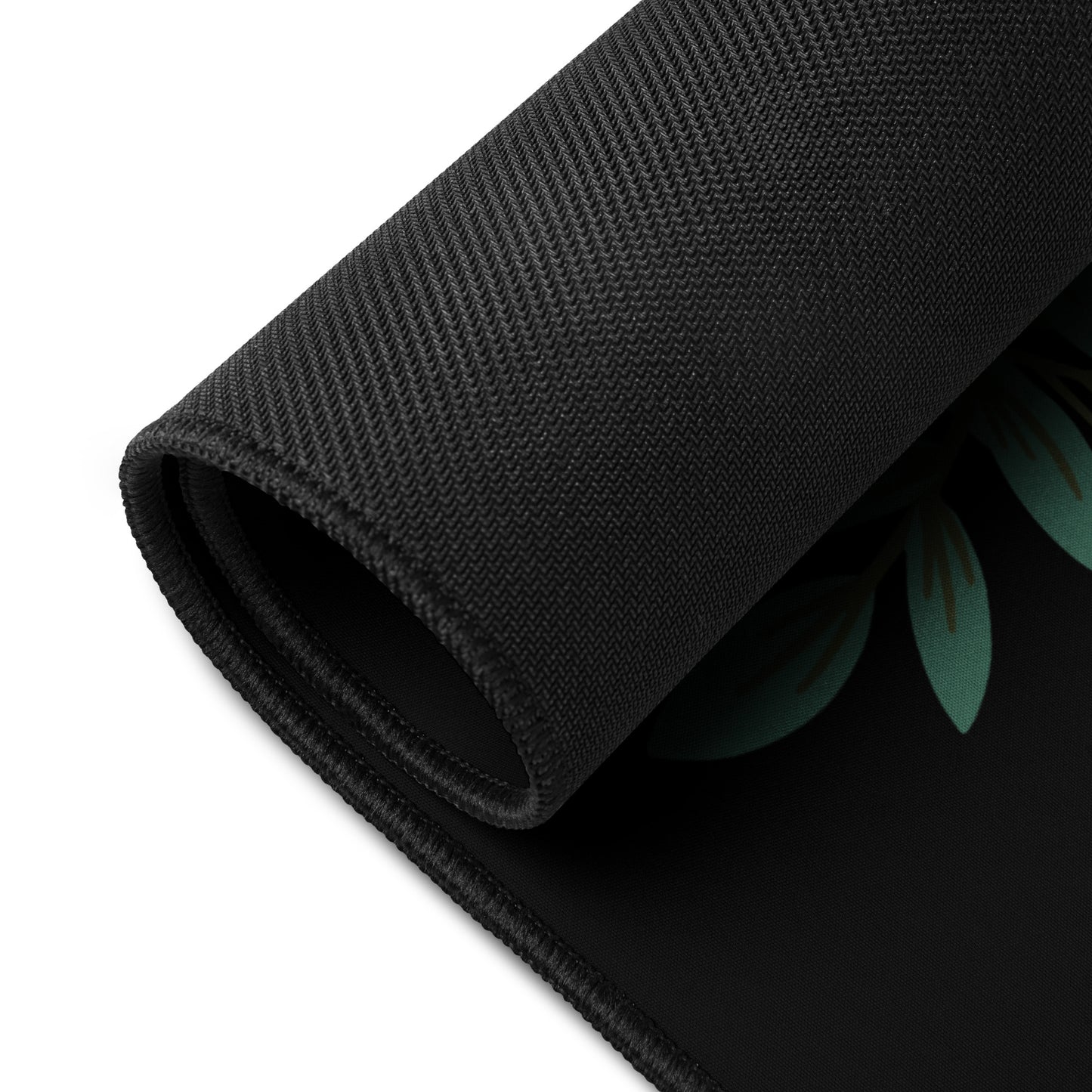 Poinsettia Holly Berry Black Desk Mat 16″×32″