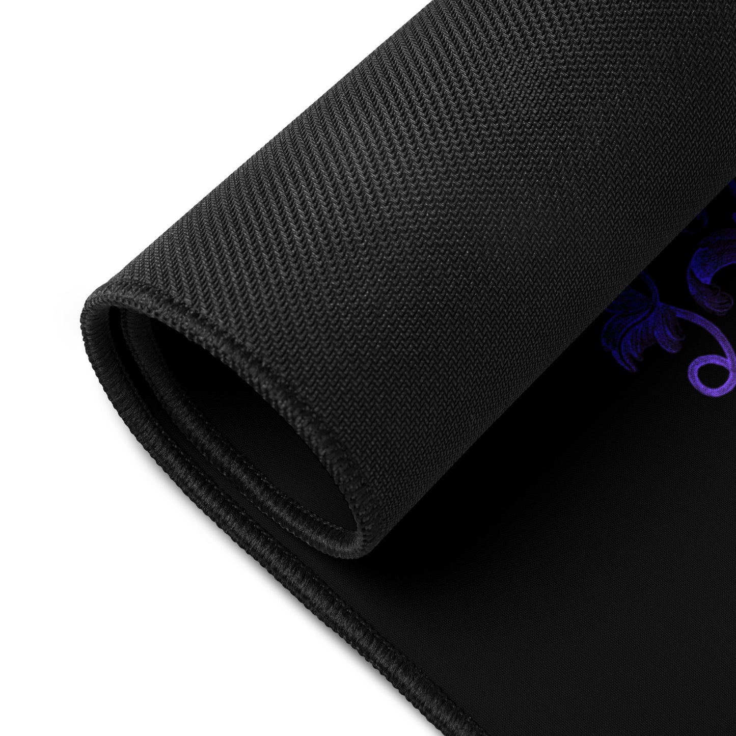 Art Nouveau Filigree Purple Design Black Desk Mat 16″×32″