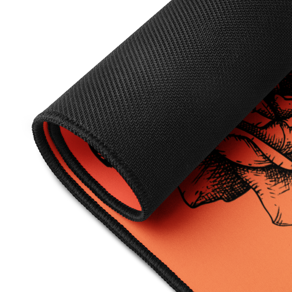 Crowned Skull & Flowers Orange Gradient Desk Mat 16″×32"