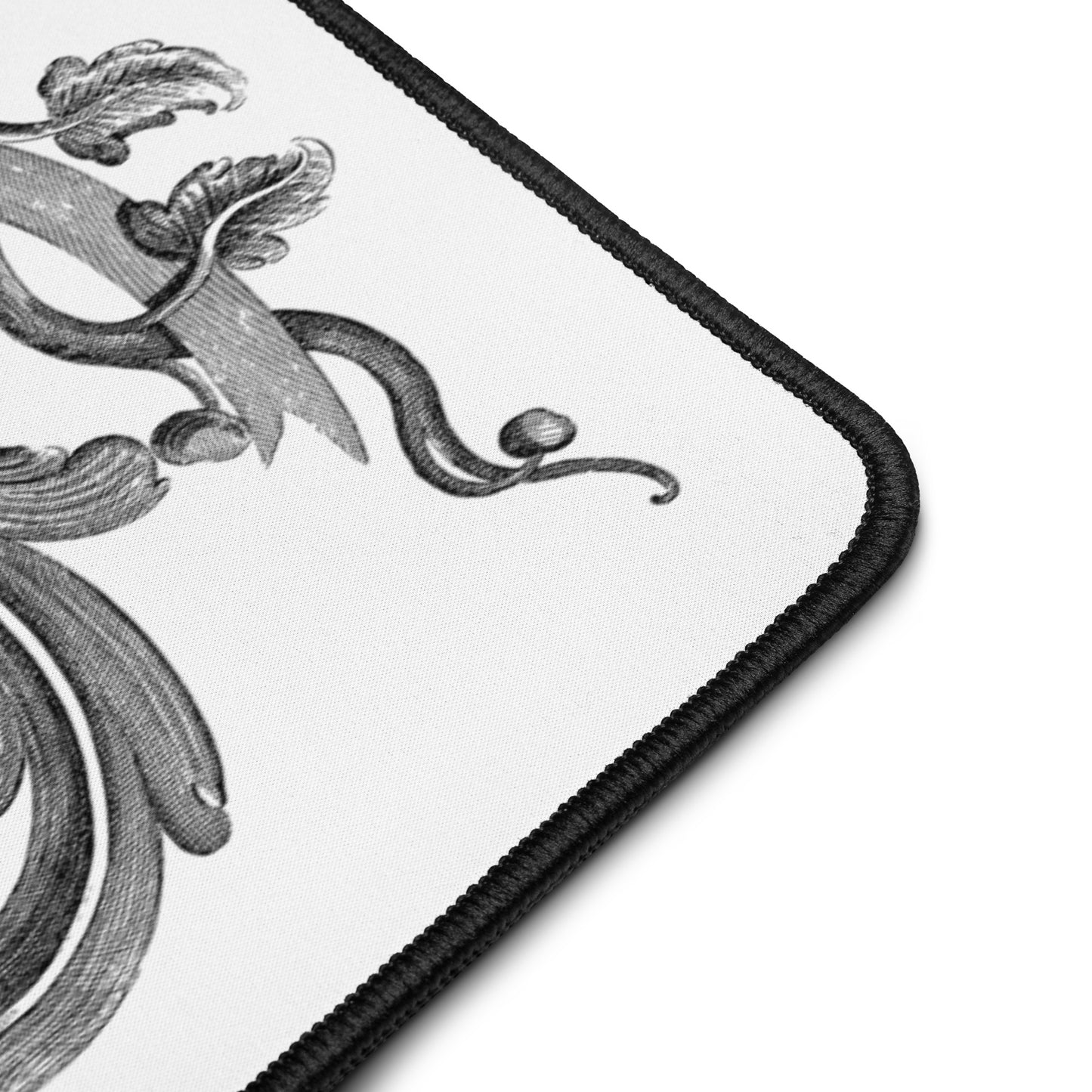 Art Nouveau Filigree Design White Desk Mat 16″×32″