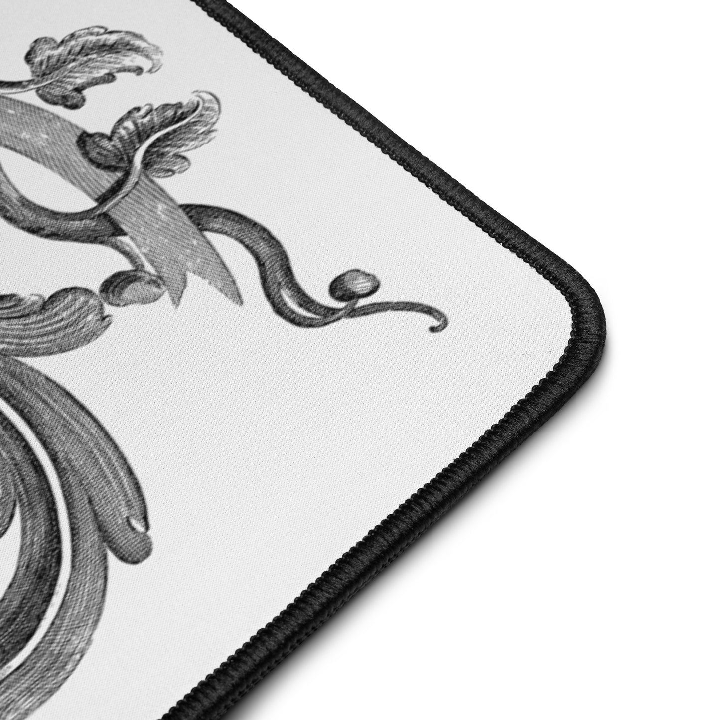 Art Nouveau Filigree Gray Gradient Desk Mat 16″×32″