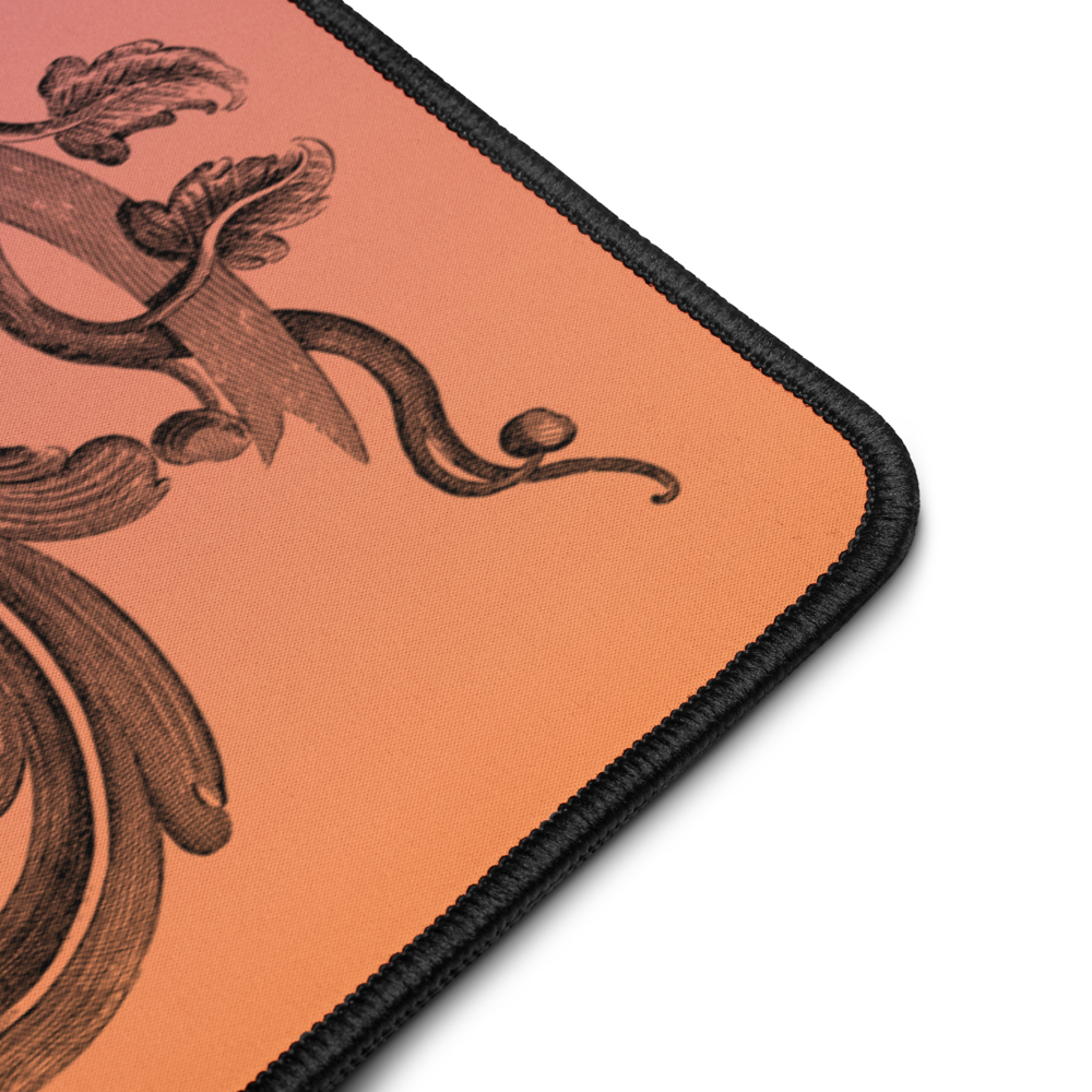 Art Nouveau Filigree Purple Orange Gradient Desk Mat 16″×32″
