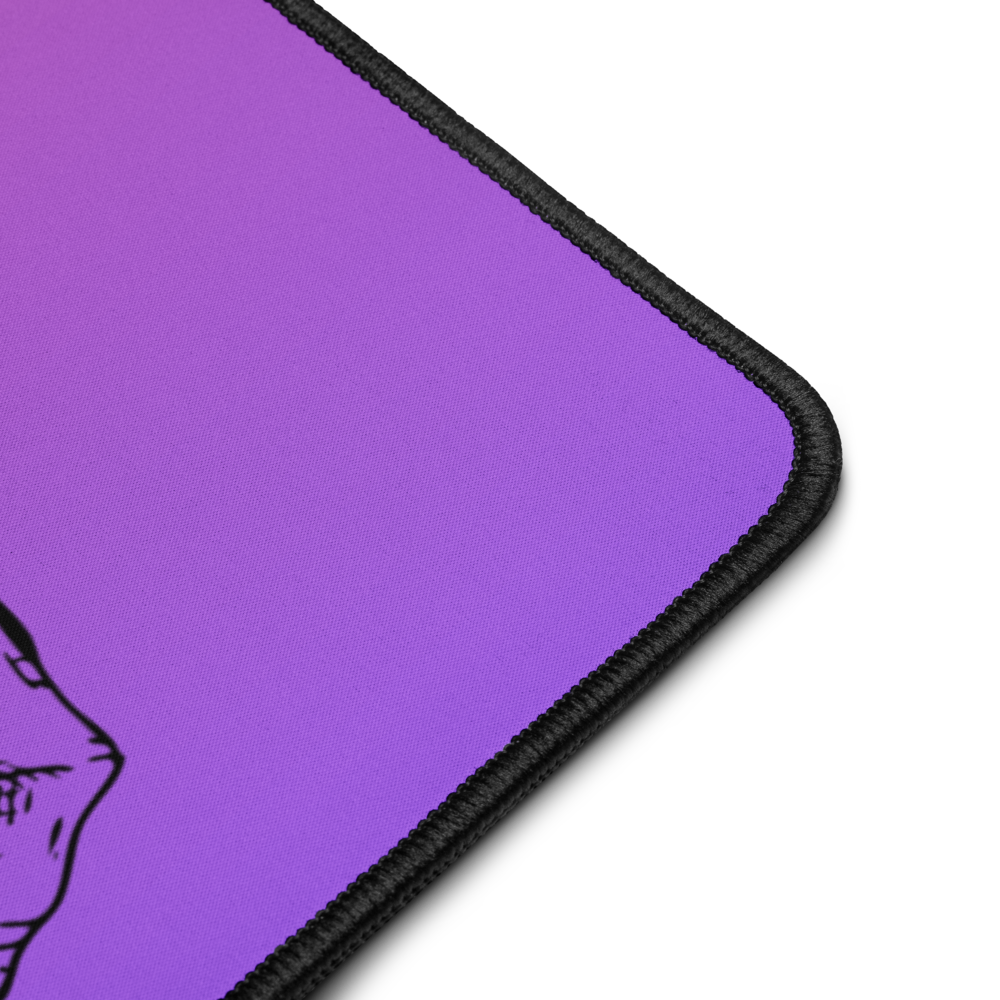 Crowned Skull & Flowers Pink Purple Gradient Desk Mat 16″×32"
