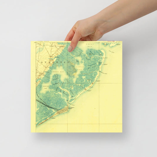 Enhanced Matte Paper Poster 10" x 10" Atlantic City NJ 1887 Historical Map