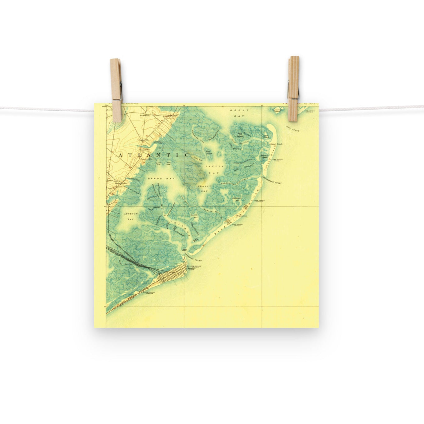 Enhanced Matte Paper Poster 10" x 10" Atlantic City NJ 1887 Historical Map