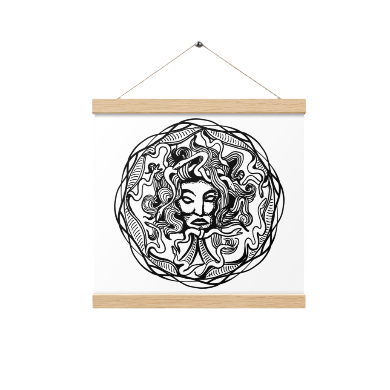 Medusa Circle Emblem Design White Poster with Wood Hanger 12" x 12"