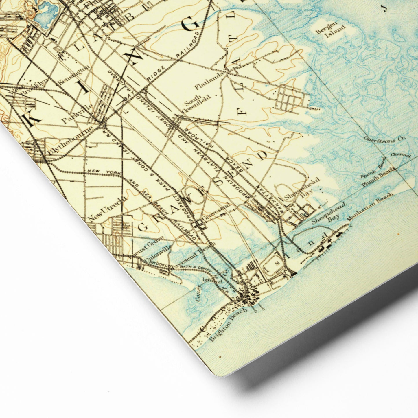 Metal Print 12″×12″ Brooklyn NY 1889 Historical Map