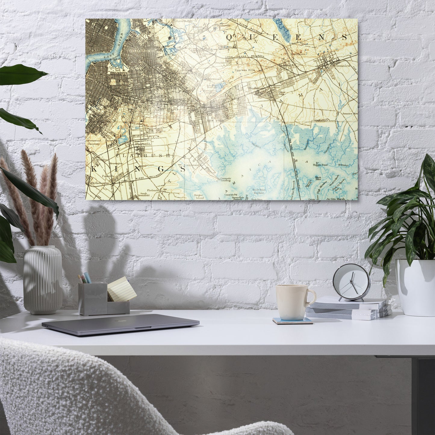 Metal Print 24″×36″ Brooklyn NY 1889 Historical Map Horizontal
