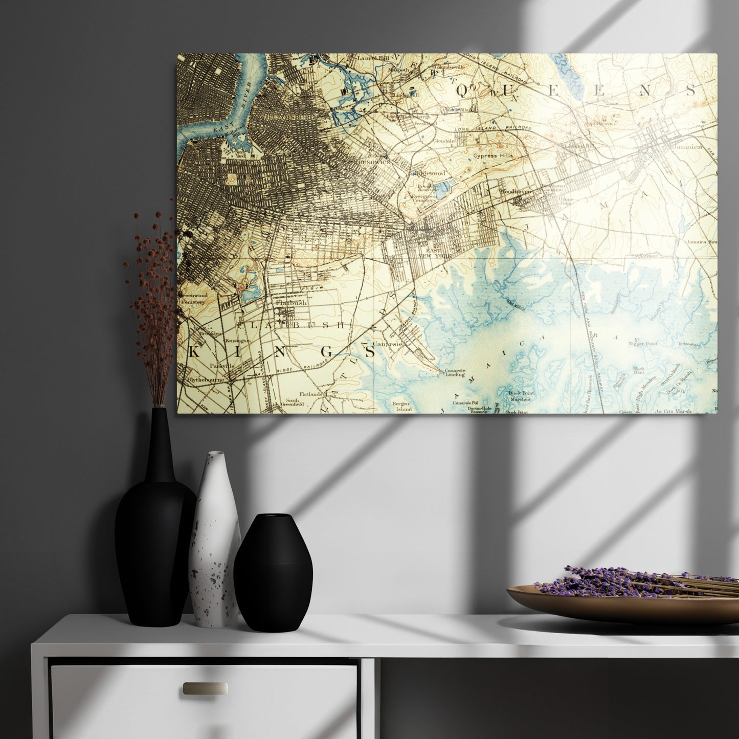 Metal Print 24″×36″ Brooklyn NY 1889 Historical Map Horizontal