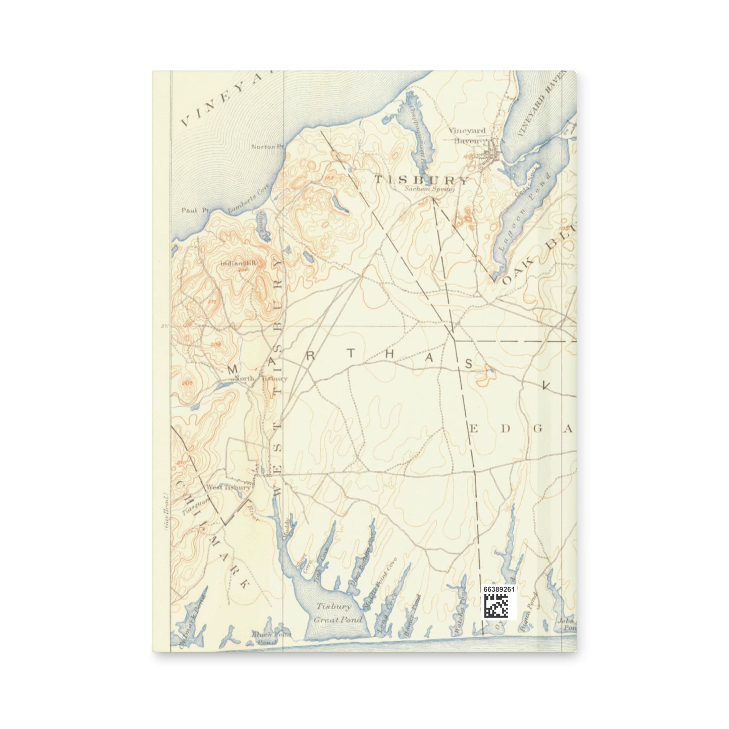 Hardcover Journal 5.75″ × 8″ Marthas Vineyard MA 1887 Historical Map