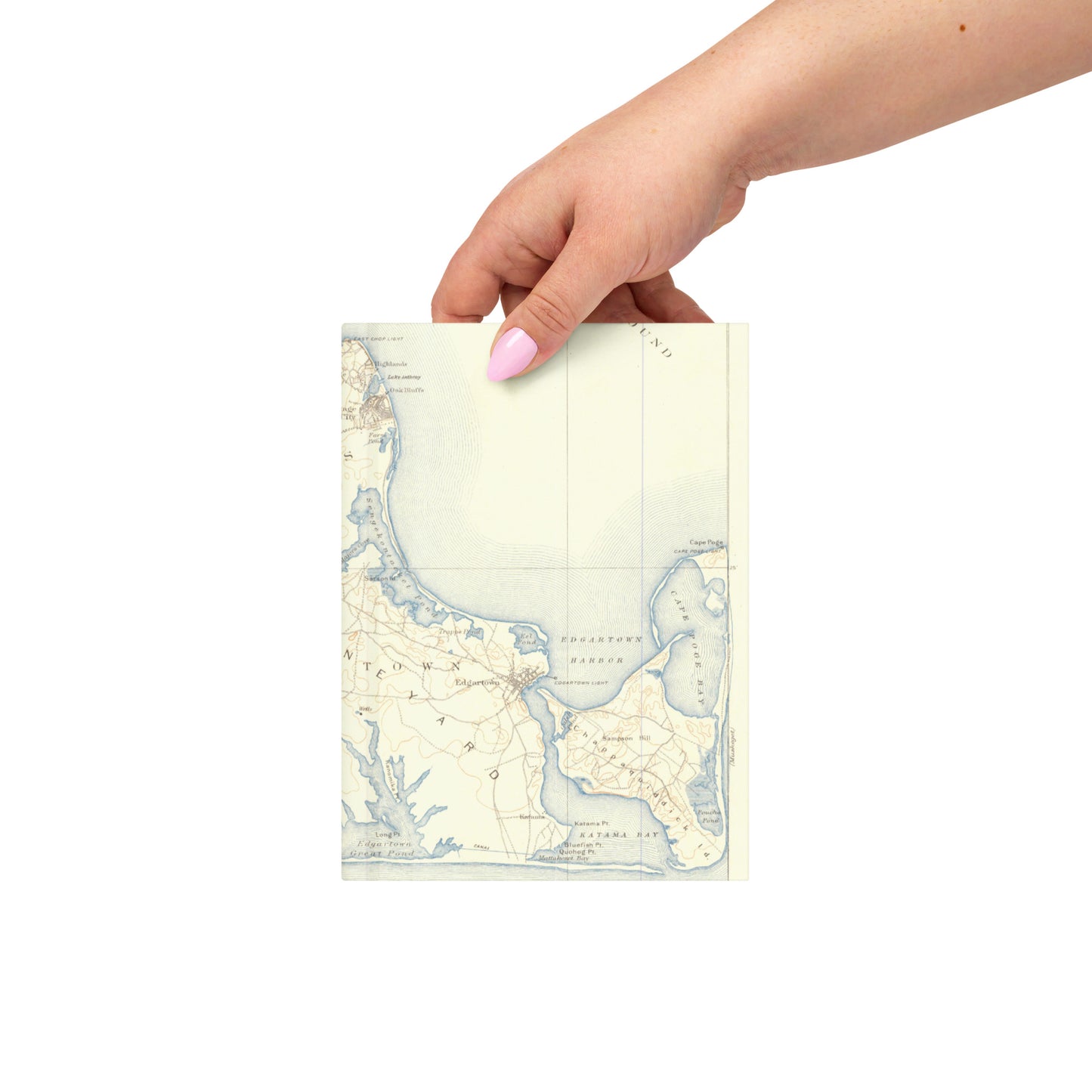 Hardcover Journal 5.75″ × 8″ Marthas Vineyard MA 1887 Historical Map