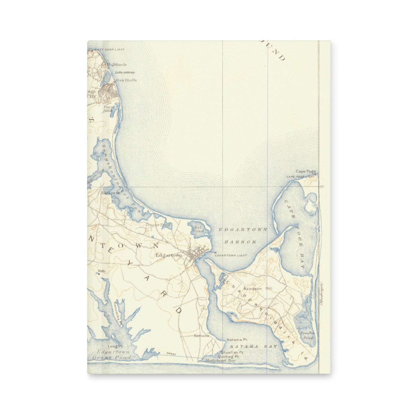 Hardcover Journal 5.75″ × 8″ Marthas Vineyard MA 1887 Historical Map