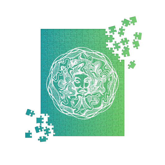 Medusa Circle Emblem Design Green Gradient Jigsaw Puzzle