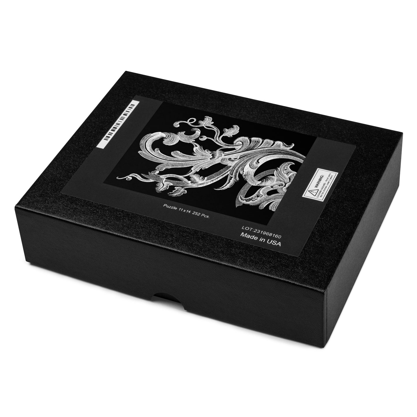 Art Nouveau Filigree White Design Black Jigsaw Puzzle