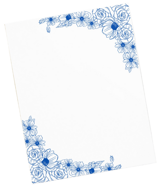 Blue Floral Design Stationery Notepad 11″ x 8.5″