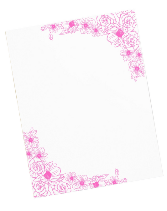 Pink Floral Design Stationery Notepad 11″ x 8.5″