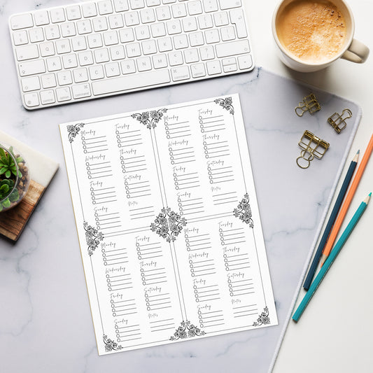Art Nuevo Style Month Planner 4 Week Checklist Notepad 11″ x 8.5″