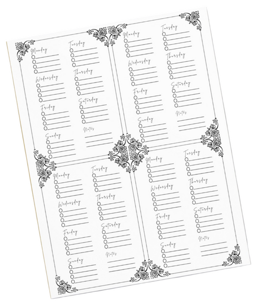 Art Nuevo Style Month Planner 4 Week Checklist Notepad 11″ x 8.5″