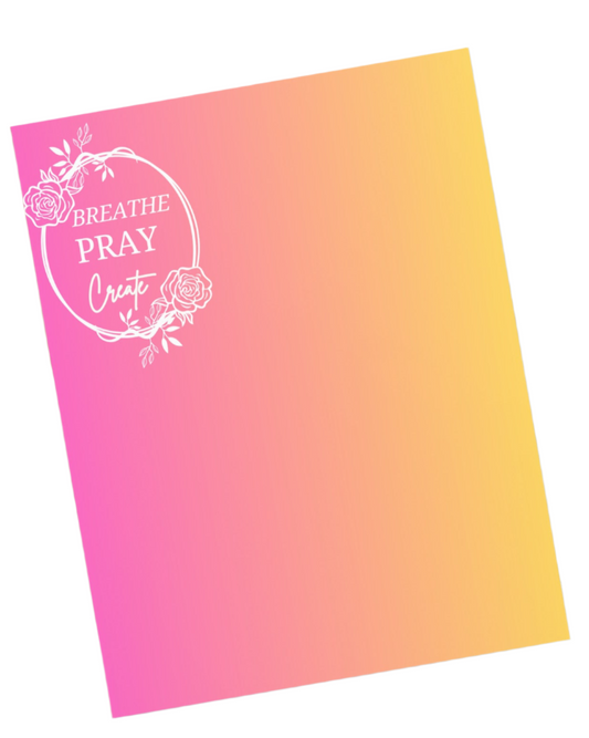 Breathe Pray Create Flower Frame Pink Orange Gradient Stationery Notepad 11″ x 8.5″