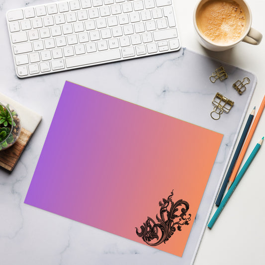 Art Nouveau Filigree Design Purple Orange Gradient Stationery Notepad 11″ x 8.5″