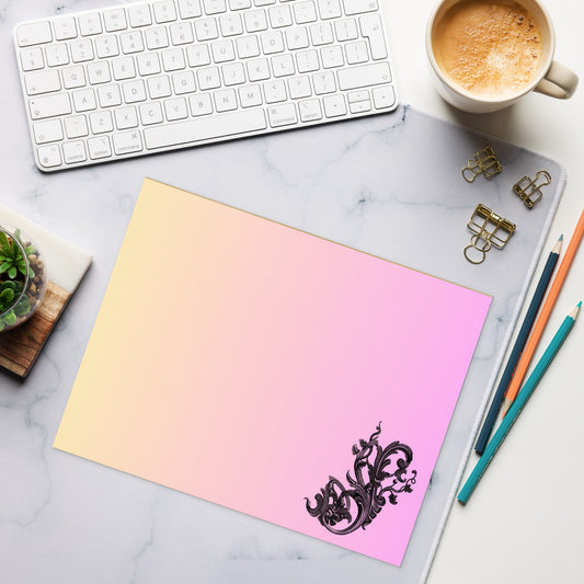 Art Nouveau Filigree Design Orange Yellow Pink Gradient Stationery Notepad 11″ x 8.5″