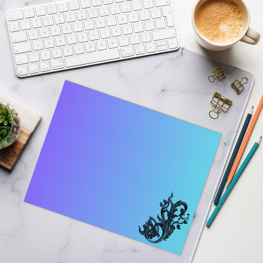 Art Nouveau Filigree Design Purple Blue Gradient Stationery Notepad 11″ x 8.5″