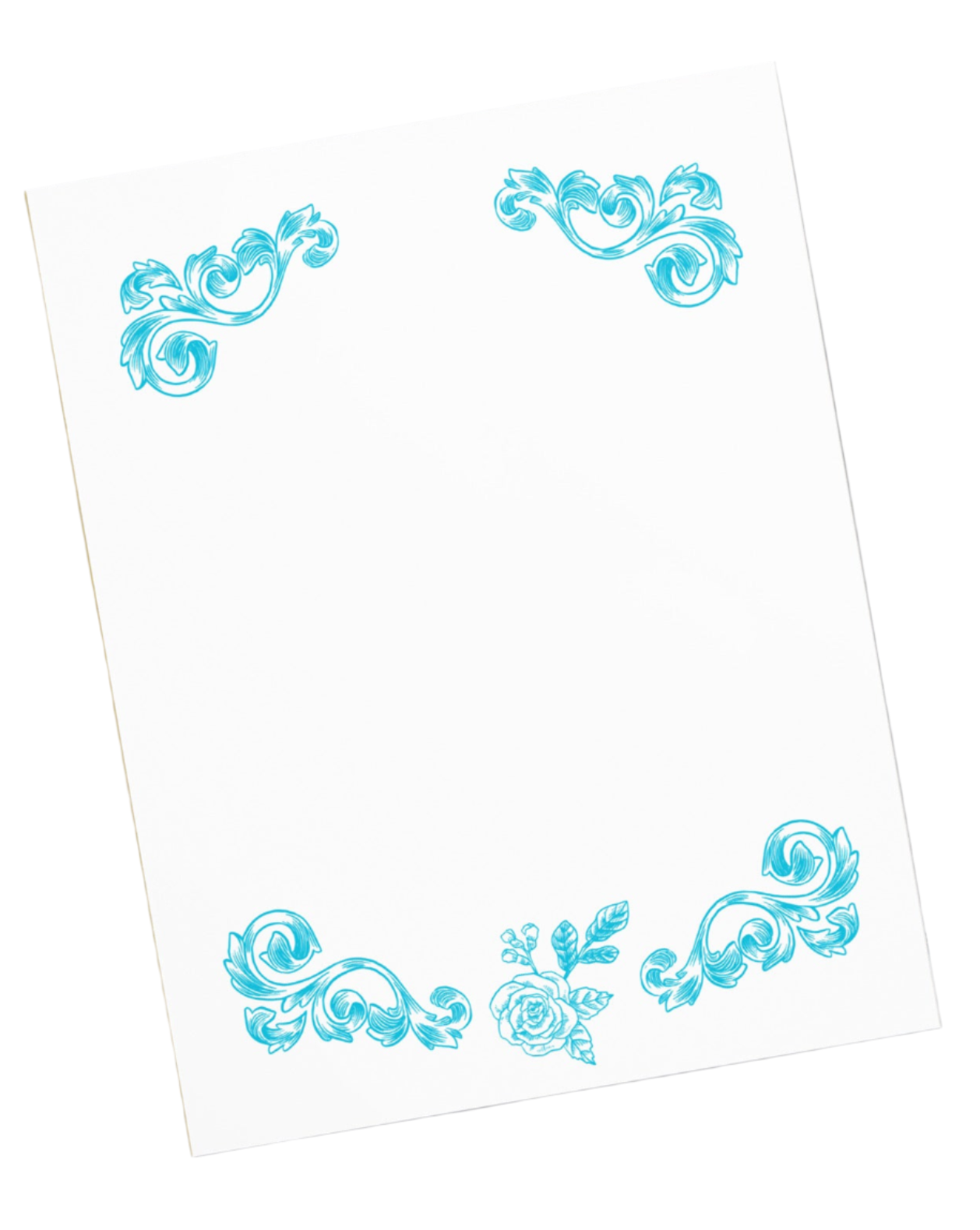 Flower Filigree Blue Design Stationery Notepad 11″ x 8.5″