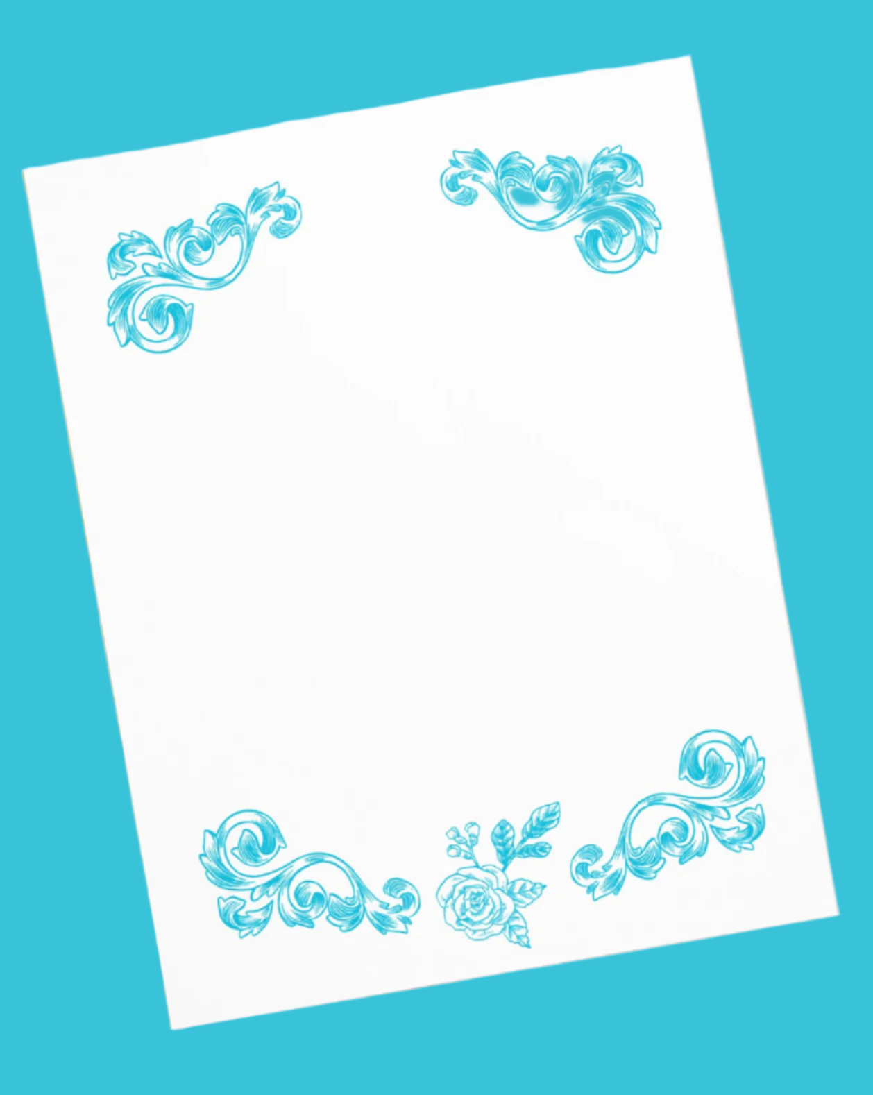 Flower Filigree Blue Design Stationery Notepad 11″ x 8.5″