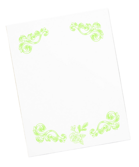 Flower Filigree Green Design Stationery Notepad 11″ x 8.5″