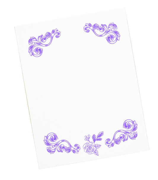 Flower Filigree Purple Design Stationery Notepad 11″ x 8.5″