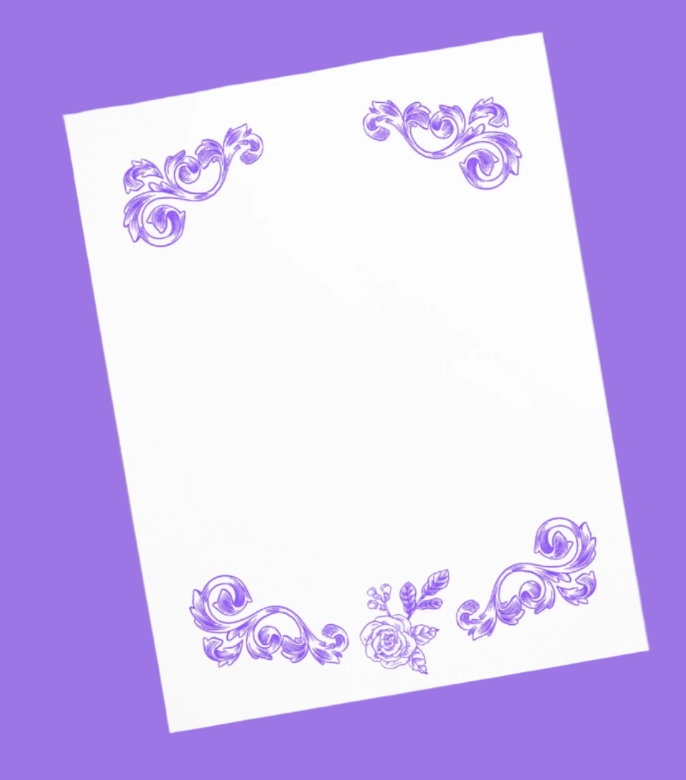 Flower Filigree Purple Design Stationery Notepad 11″ x 8.5″