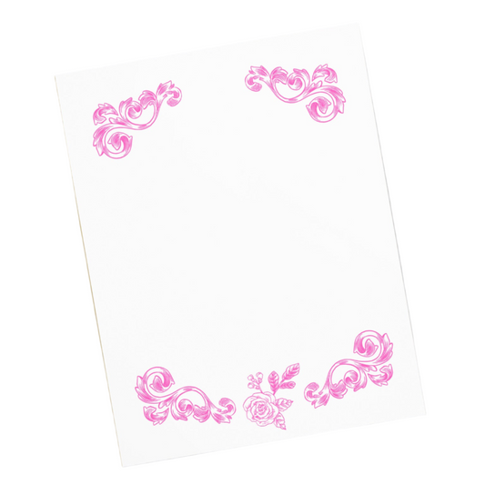 Flower Filigree Pink Design Stationery Notepad 11″ x 8.5″