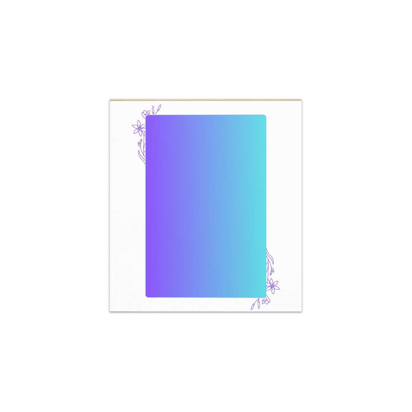 Large Memo Notepad Flower Corners Purple Blue Gradient Flower Detail Stationery 5.5″ × 6″