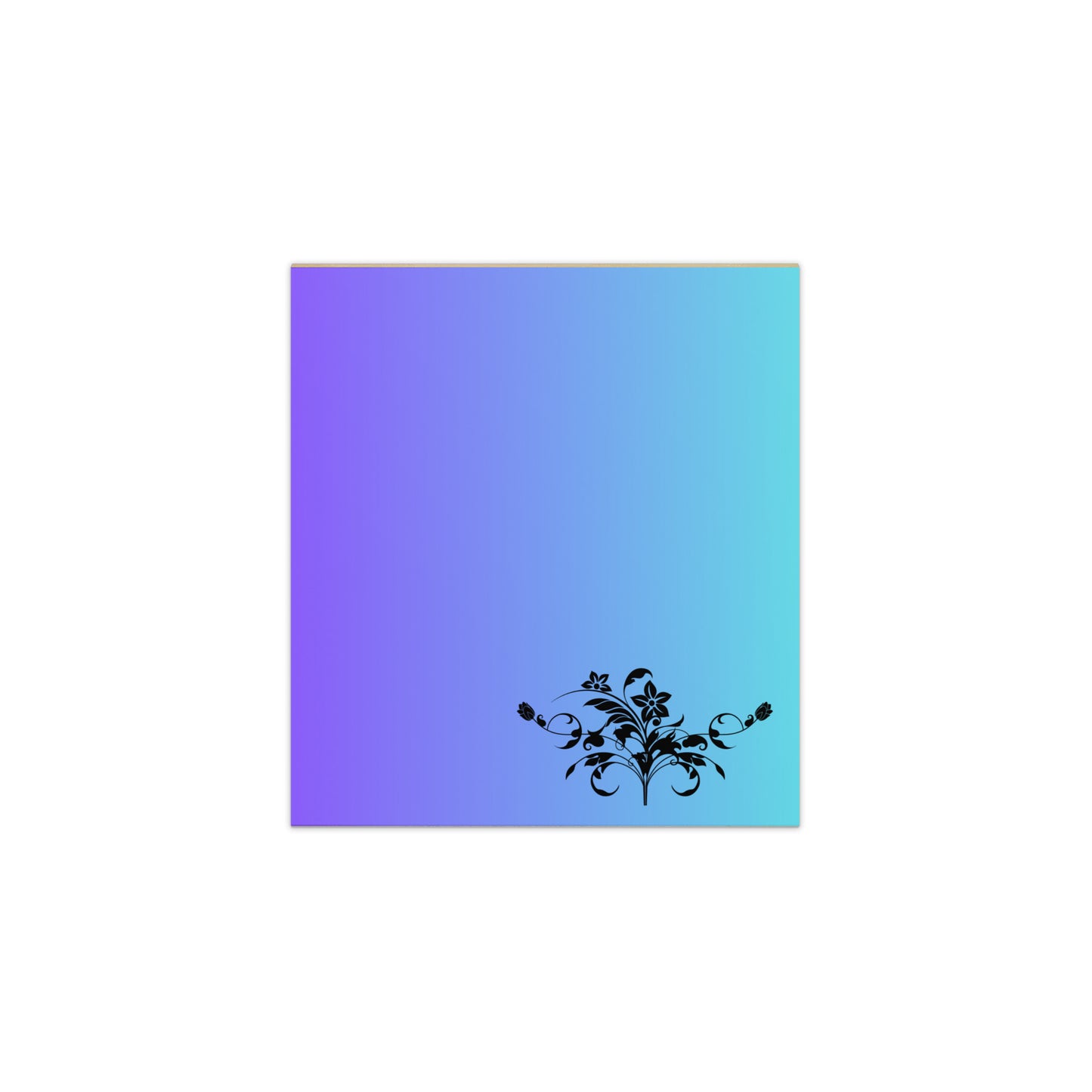 Large Memo Notepad Floral Filigree Bouquet Design Purple Blue Gradient Stationery 5.5″ × 6″