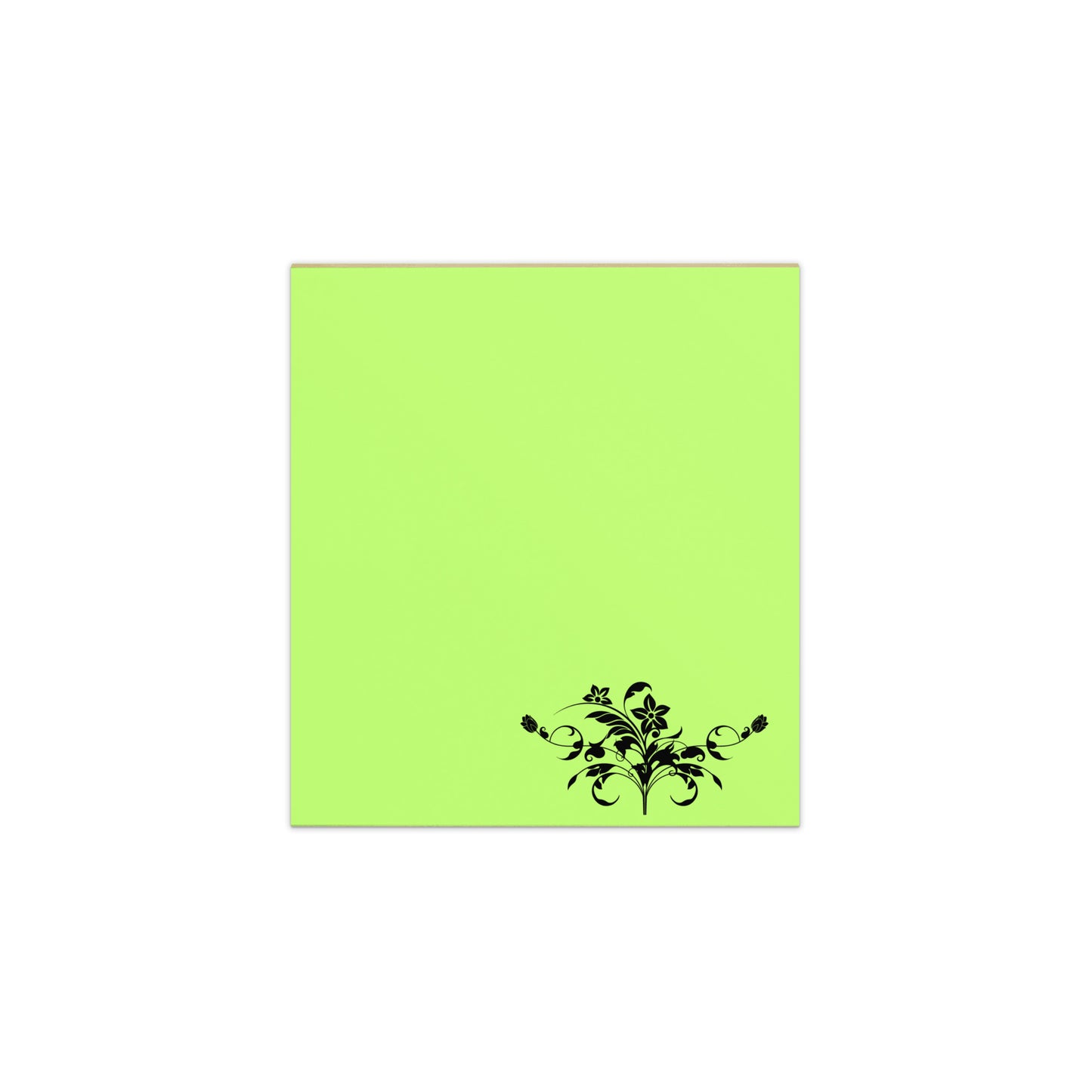 Large Memo Notepad Floral Filigree Bouquet Design Green Stationery 5.5″ × 6″